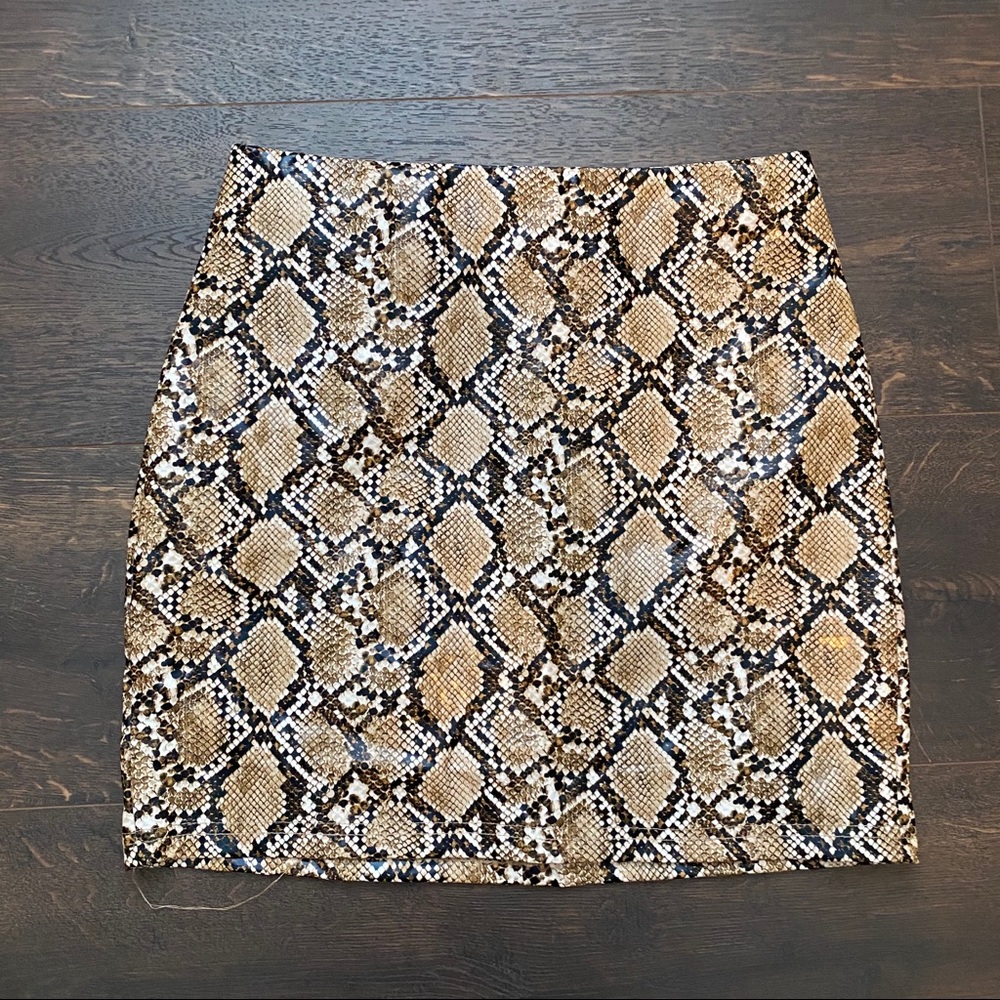 Faux leather snakeskin mini skirt